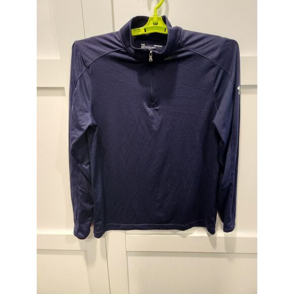 Under Armour 1/4 Zip Activewear Top Medium Blue Long Sleeve Pullover Running - Picture 1 of 9
